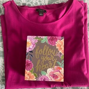 Ann Taylor Factory (NWOT) Magenta Ruched T-Shirt